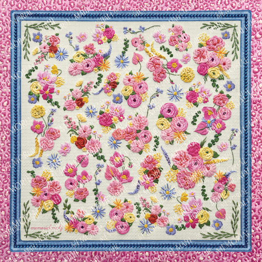 Lazy Daisy Needlepoint Floral Mat