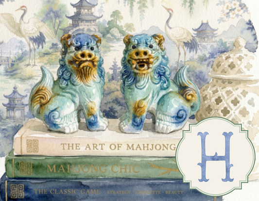 Chinoiserie - Foo Dogs Green Vignette