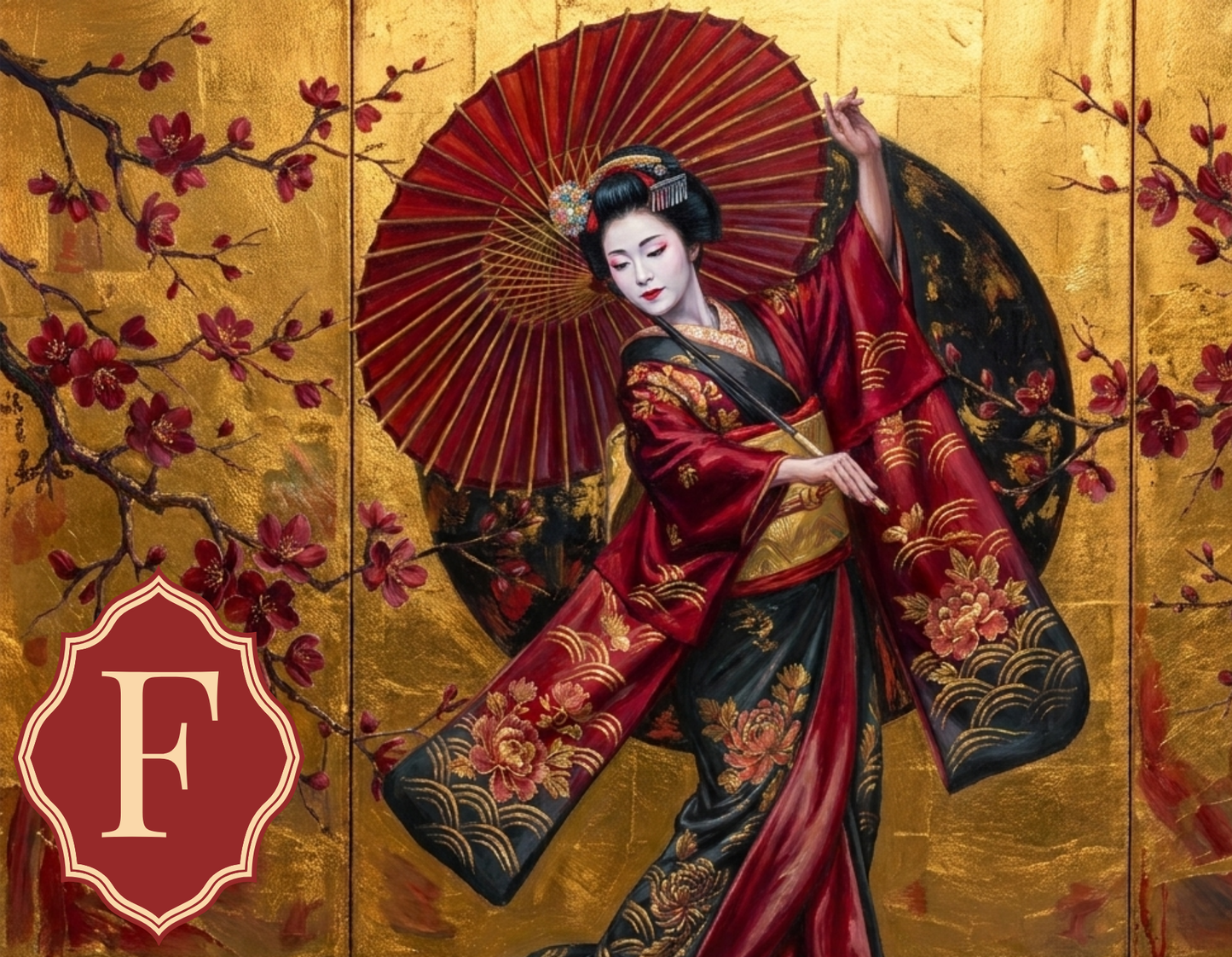 Gilded Geisha - Dancing Beauty Burgundy