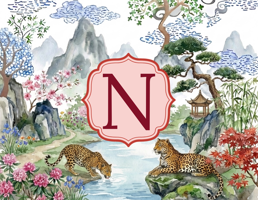 Chinoiserie - Landscape Scene 4, Lounging Leopards