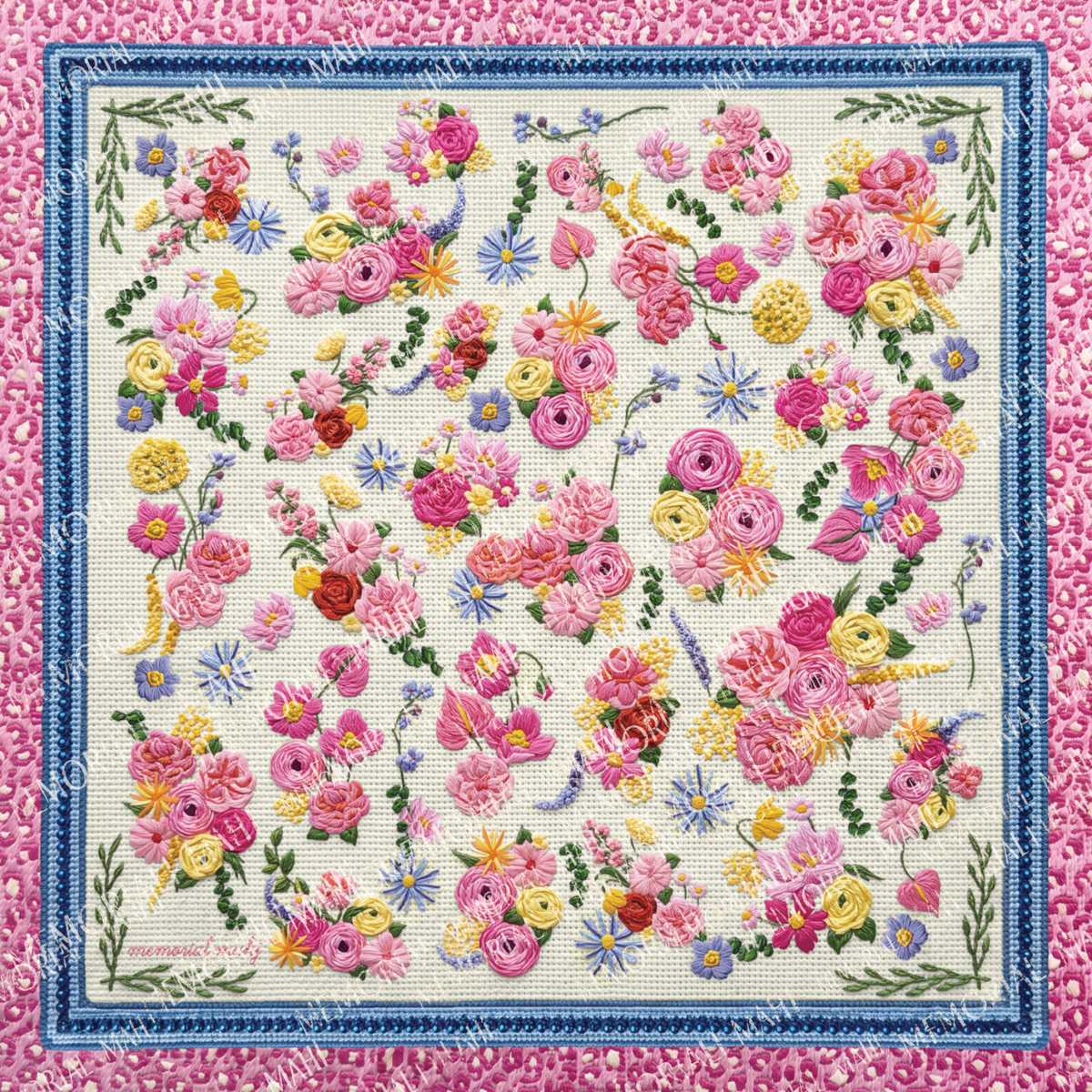 Lazy Daisy Needlepoint Floral Mat