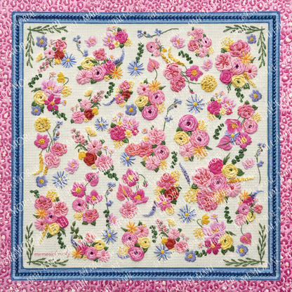 Lazy Daisy Needlepoint Floral Mat