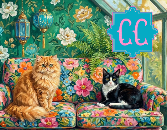 Cat - Sunroom Felines on Floral Couch