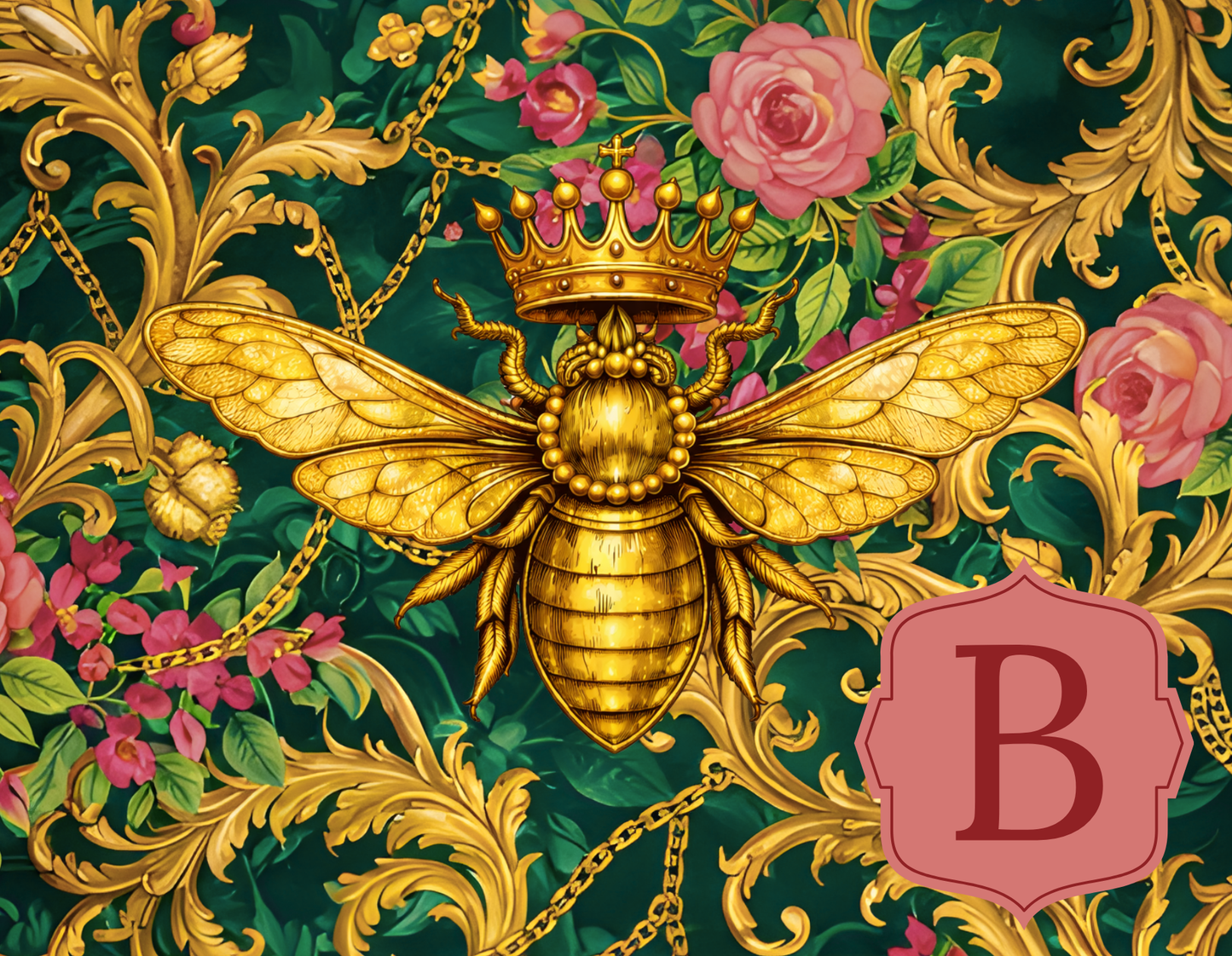 Gilt Bee - Queen Bee In Roses